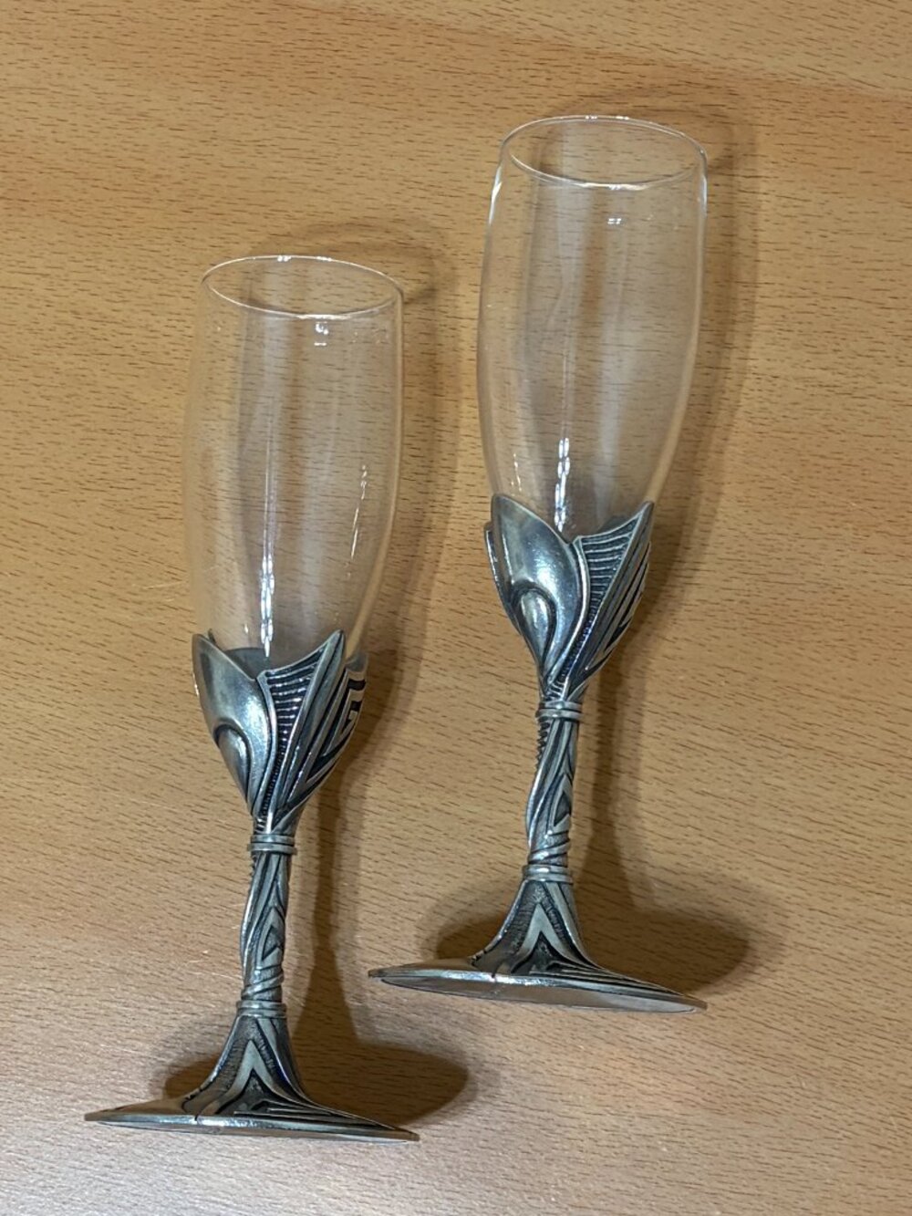 Heritage Metalworks Set of Two 1996 Pewter Champagne Glasses